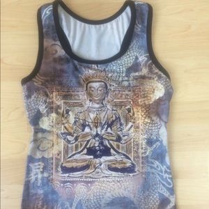 KOS USA Buddha Graphic Racerback Tank Top